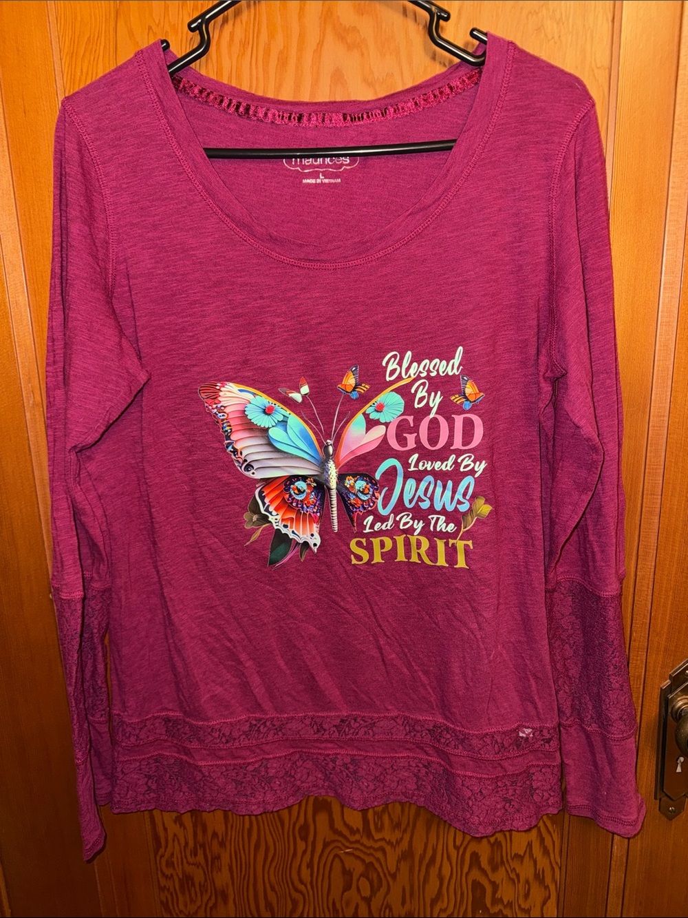 Maurices Berry Long-Sleeve Butterfly Faith Graphic Tee